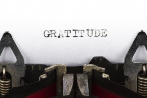 Old typewriter with text gratitude