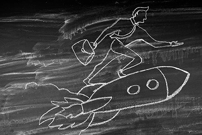 chalkboard rocket man